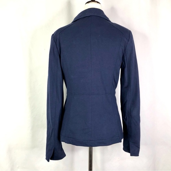 H&M navy blazer double breasted equestrian style jersey knit cotton poly 10 - Picture 4 of 11